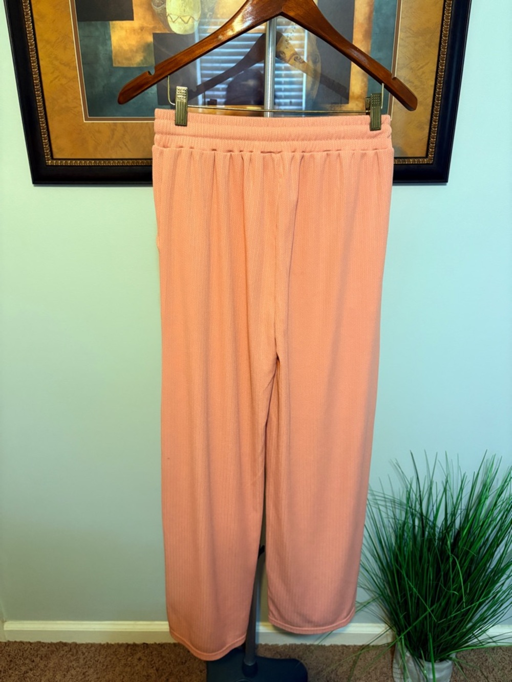 2 pairs Women's Wide-Leg Knit Pants - Peach Pink and lavender